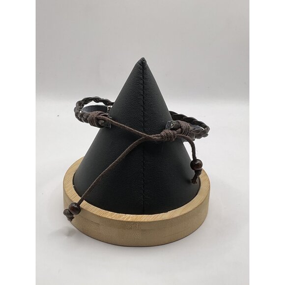 Adjustable Leather Christian Bracele Cross & Ichthys Fish Charms For Men - Picture 2 of 3